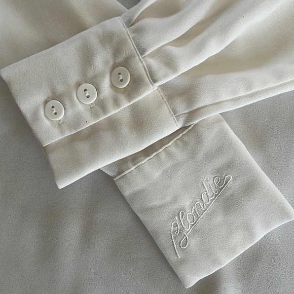 G by Giuliana -🎵BLONDIE LYRIC 🎼White Sheer Blouse w/Bow/Scarf/Tie - Picture 8 of 13